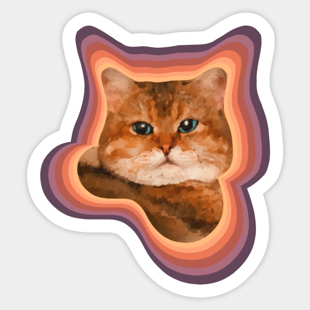 Fat Chonky Brown tabby cat painting Sticker by Arteria6e9Vena